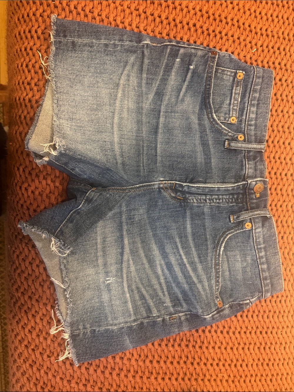 Madewell - High Waisted - Classic Frayed Hem Denim Shorts - Blue